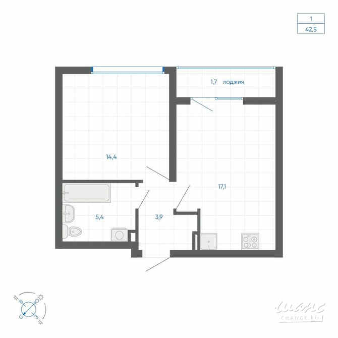 1-к квартира, 42.5 м², этаж 3/32 Екатеринбург - изображение 3
