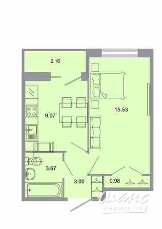 1-к квартира, 32.4 м², этаж 17/20 Бугры - изображение 1