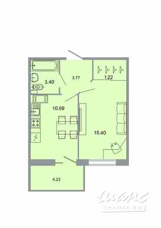 1-к квартира, 35.9 м², этаж 5/20 Бугры - изображение 1