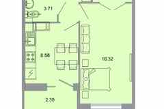 1-к квартира, 32.7 м², этаж 16/20