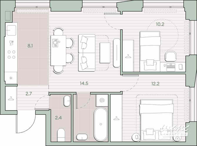 2-к квартира, 54.2 м², этаж 15/27 Москва - изображение 1