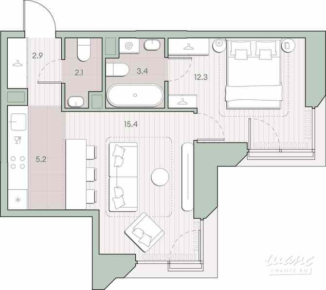 1-к квартира, 41.3 м², этаж 2/13 Москва - изображение 1