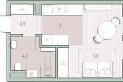 1-к квартира, 23.5 м², этаж 2/13