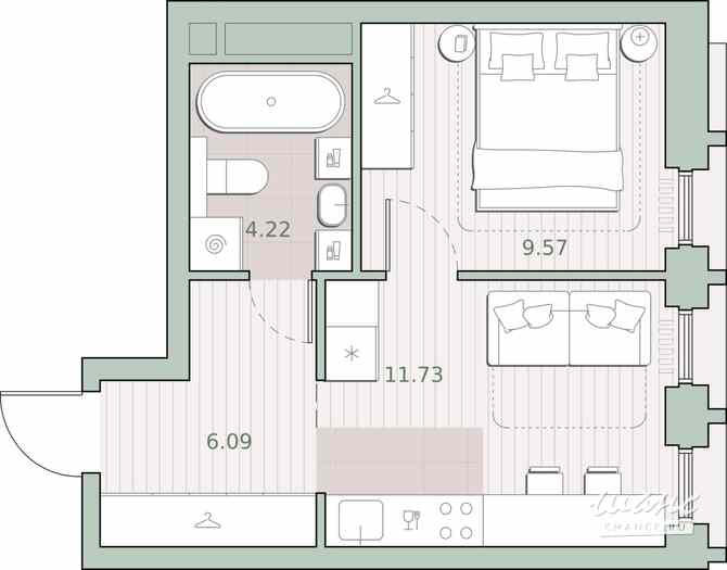 1-к квартира, 31.61 м², этаж 17/44 Москва - изображение 1