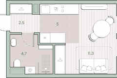 1-к квартира, 23.5 м², этаж 7/13