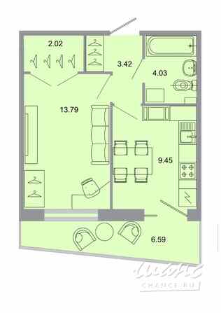 1-к квартира, 33.9 м², этаж 15/15 Бугры - изображение 1