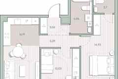 2-к квартира, 56.57 м², этаж 2/44