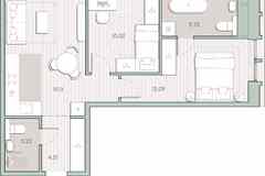 2-к квартира, 54.43 м², этаж 5/12