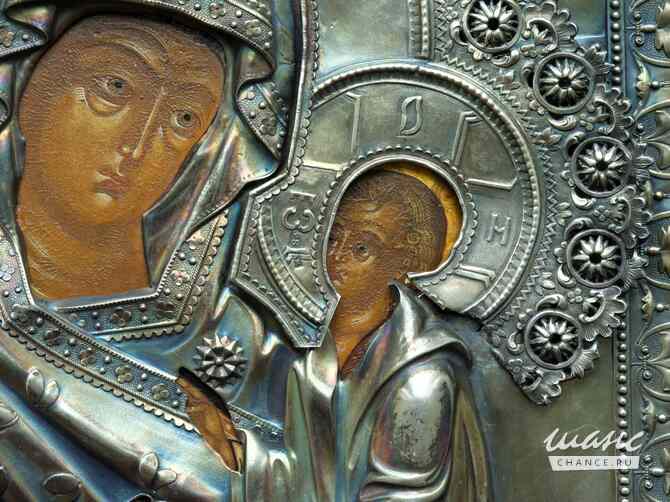 Старинная икона Матери Божией «Тихвинская» в окладе из серебра «84». Санкт-Петербург, 1795-1826 гг. Санкт-Петербург - изображение 8
