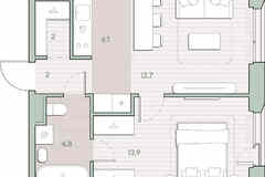1-к квартира, 41.5 м², этаж 3/4
