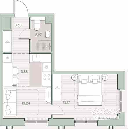 1-к квартира, 33.86 м², этаж 27/30 Москва - изображение 1