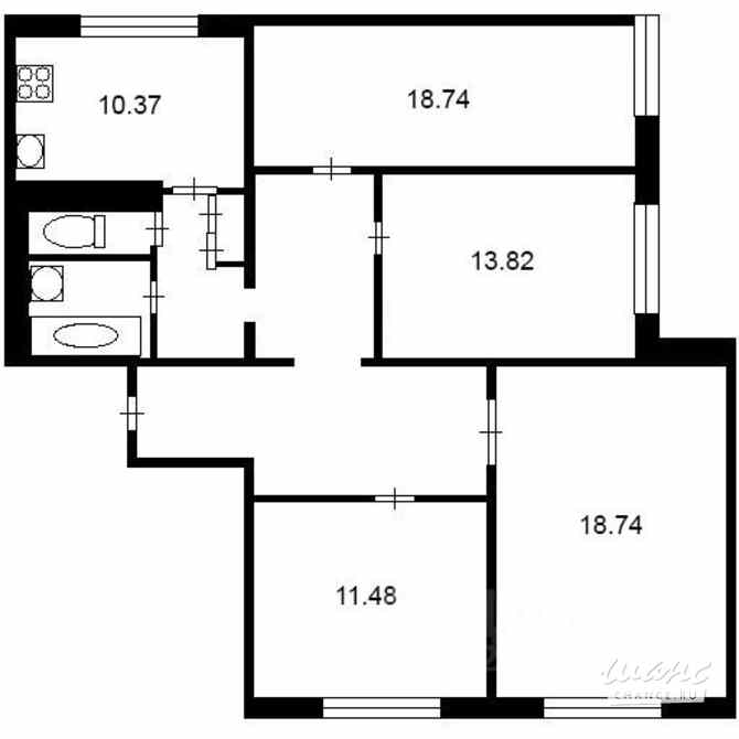 4-к квартира, 99 м², этаж 9/22 Москва - изображение 3