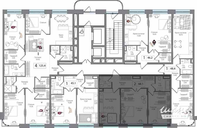 2-к квартира, 68.1 м², этаж 2/17 Москва - изображение 1