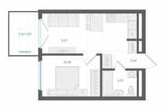 1-к квартира, 34.53 м², этаж 1/4