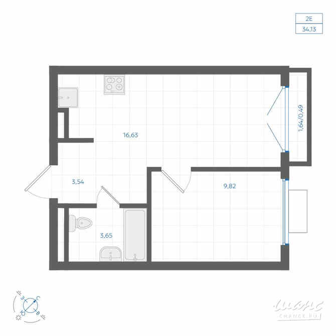 1-к квартира, 34.13 м², этаж 2/4 Екатеринбург - изображение 3