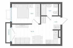 1-к квартира, 34.47 м², этаж 4/4