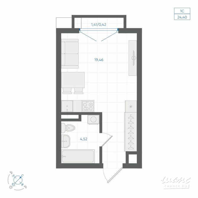 1-к квартира, 24.4 м², этаж 2/4 Екатеринбург - изображение 1