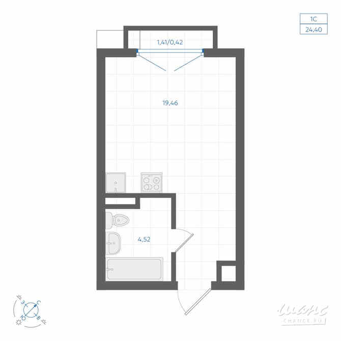 1-к квартира, 24.4 м², этаж 2/4 Екатеринбург - изображение 3