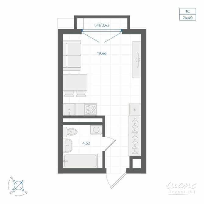 1-к квартира, 24.4 м², этаж 2/4 Екатеринбург - изображение 1