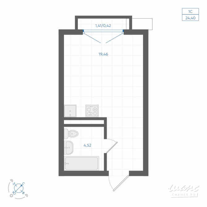 1-к квартира, 24.4 м², этаж 2/4 Екатеринбург - изображение 3