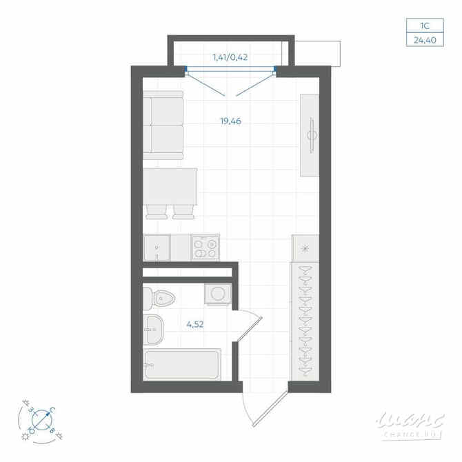 1-к квартира, 24.4 м², этаж 2/4 Екатеринбург - изображение 1