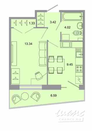 1-к квартира, 32.8 м², этаж 2/15 Бугры - изображение 1