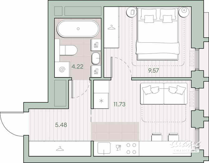 1-к квартира, 31 м², этаж 28/44 Москва - изображение 1