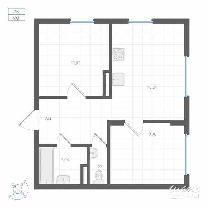 2-к квартира, 49.11 м², этаж 1/4 Екатеринбург - изображение 3