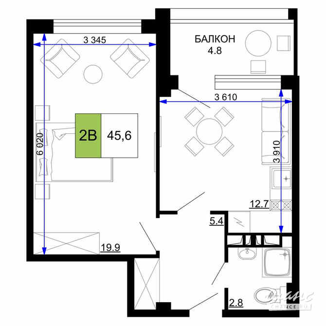 2-к квартира, 45.6 м², этаж 5/9 Анапа - изображение 3