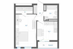 1-к квартира, 42.3 м², этаж 27/32