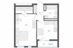 1-к квартира, 42.2 м², этаж 30/32
