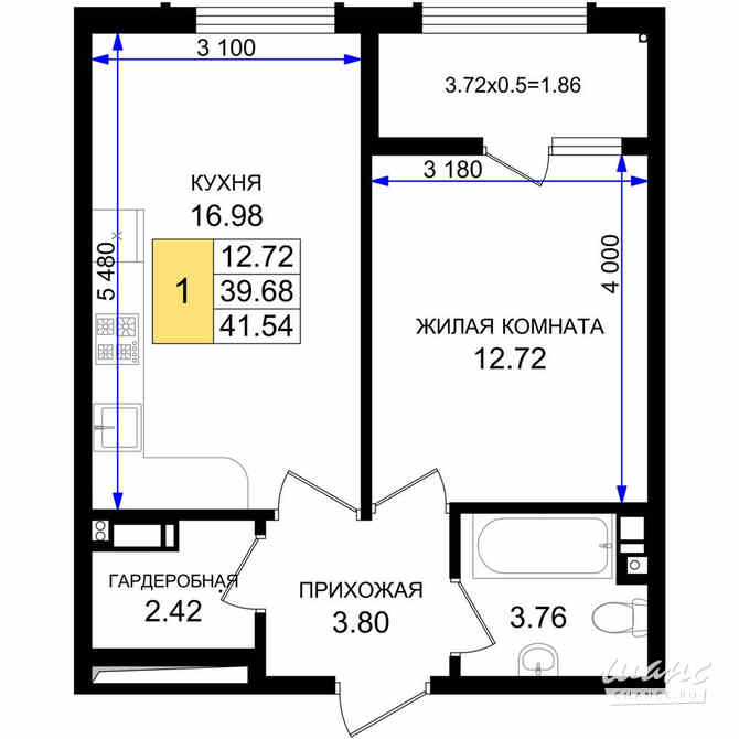 1-к квартира, 41.54 м², этаж 6/8 Новороссийск - изображение 3