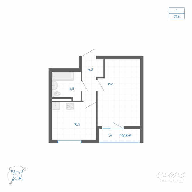 1-к квартира, 37.6 м², этаж 10/10 Екатеринбург - изображение 3
