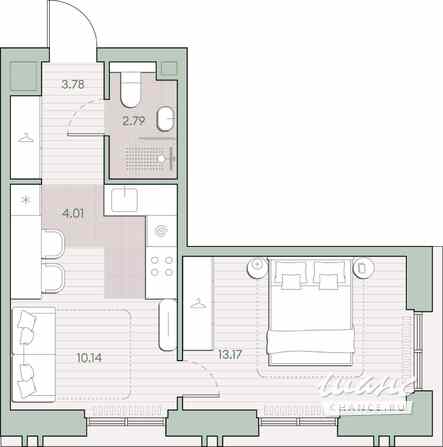 1-к квартира, 33.89 м², этаж 13/30 Москва - изображение 1