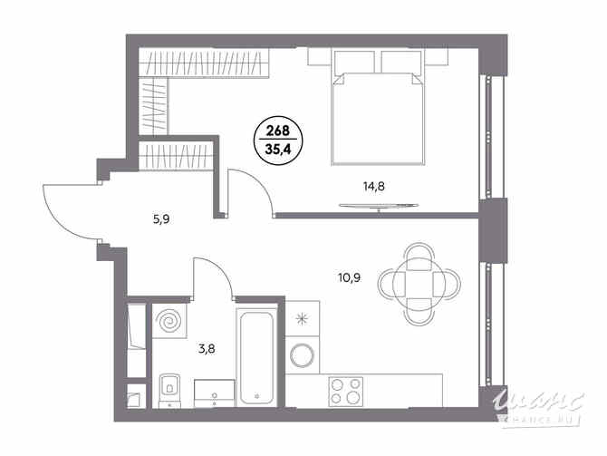 1-к квартира, 35.4 м², этаж 20/23 Москва - изображение 3