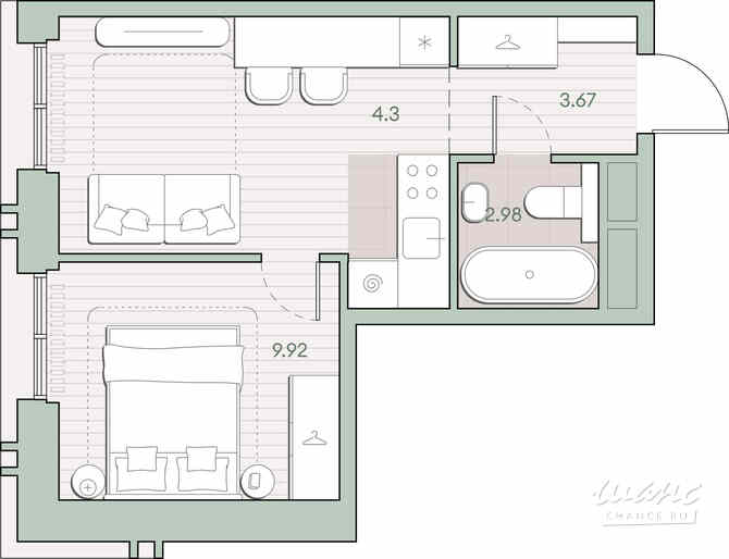 1-к квартира, 31.03 м², этаж 18/30 Москва - изображение 1