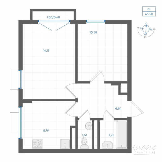 2-к квартира, 45.5 м², этаж 2/4 Екатеринбург - изображение 3