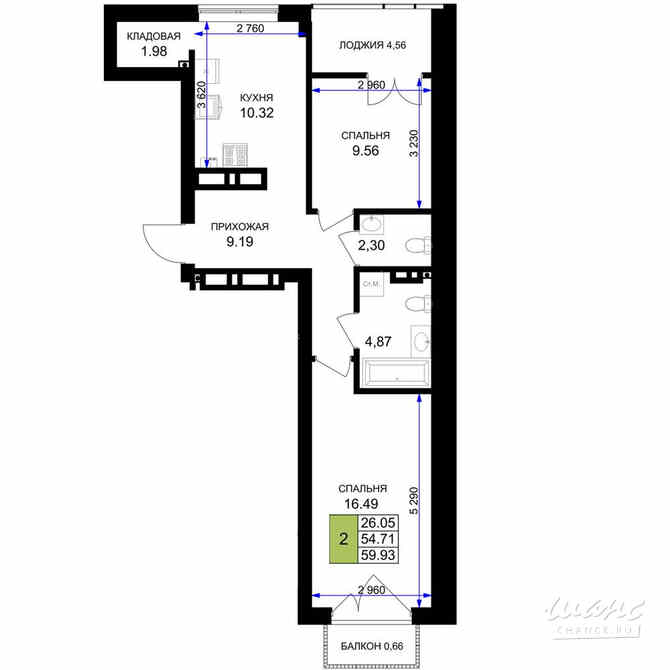 2-к квартира, 59.93 м², этаж 3/7 Гурьевск - изображение 3