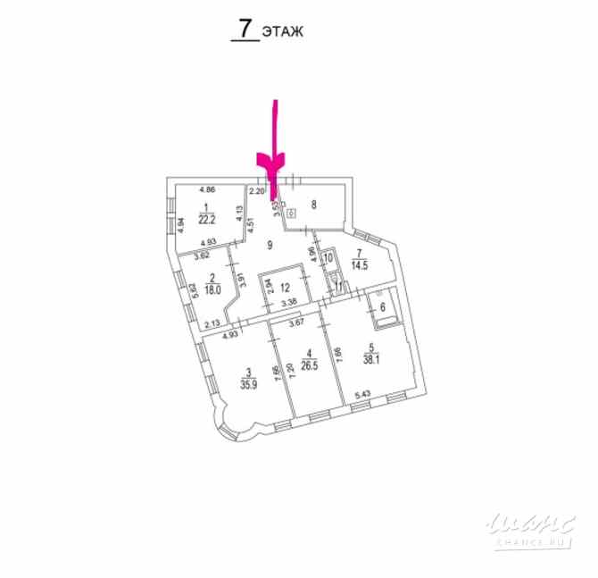 6-к квартира, 221.9 м², этаж 7/8 Москва - изображение 8