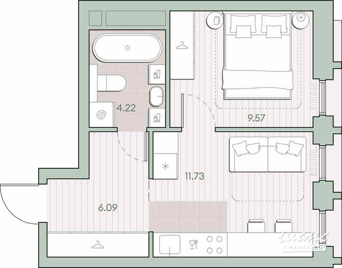 1-к квартира, 31.61 м², этаж 21/44 Москва - изображение 1