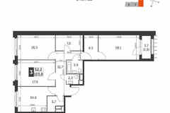 3-к квартира, 103.2 м², этаж 12/27