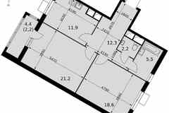 2-к квартира, 74 м², этаж 7/16