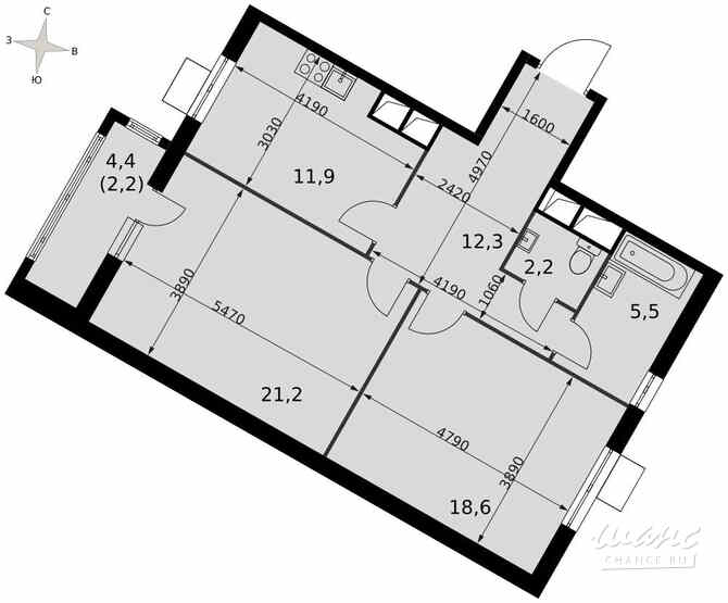 2-к квартира, 74 м², этаж 7/16 Москва - изображение 1