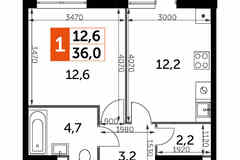 1-к квартира, 36 м², этаж 5/17