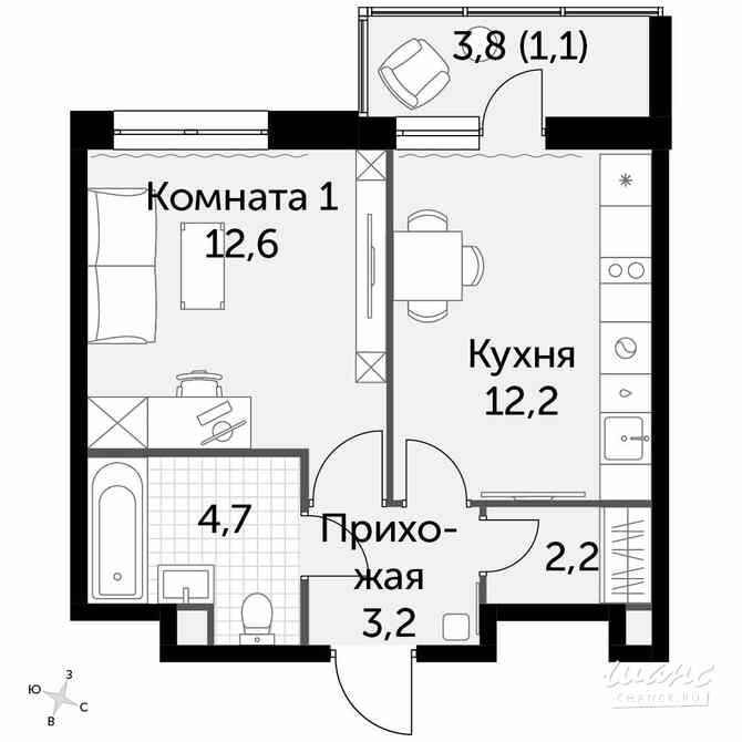 1-к квартира, 36 м², этаж 5/17 Москва - изображение 2