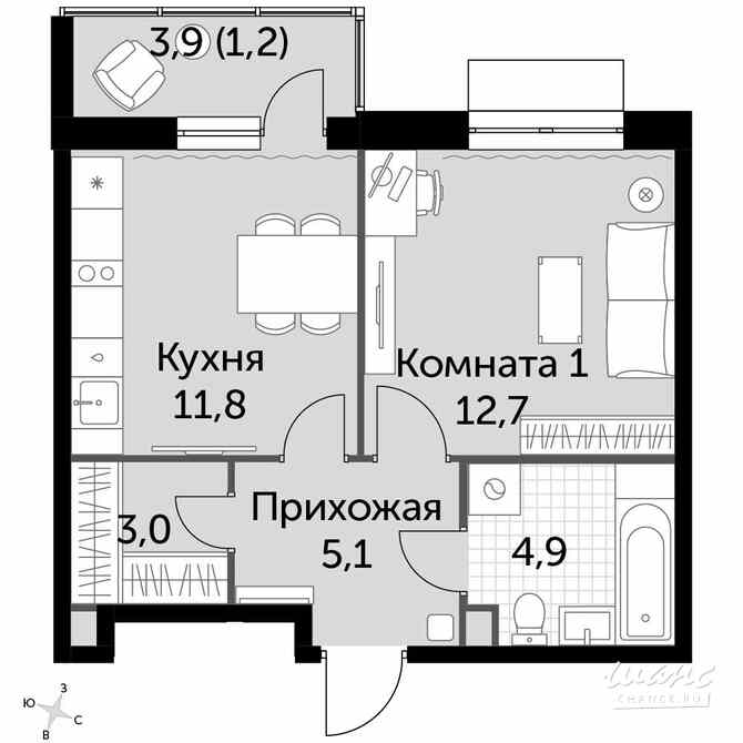 1-к квартира, 38.6 м², этаж 5/17 Москва - изображение 2