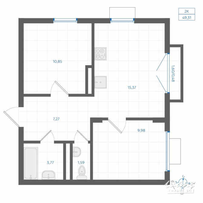 2-к квартира, 49.31 м², этаж 2/4 Екатеринбург - изображение 3