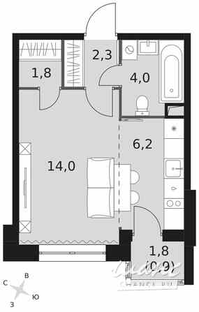 1-к квартира, 29.2 м², этаж 2/22 Москва - изображение 2
