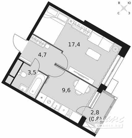 1-к квартира, 36 м², этаж 11/22 Москва - изображение 2