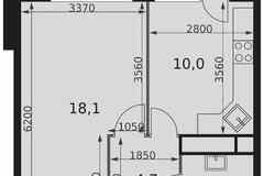 1-к квартира, 37.8 м², этаж 12/22